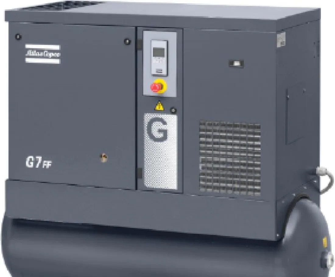 Compressor de parafuso lubrificado Atlas Copco Linha G (G4, G5 e G7) de velocidade fixa