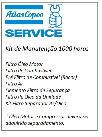 Kit de manutenção original Atlas Copco de 1000 horas