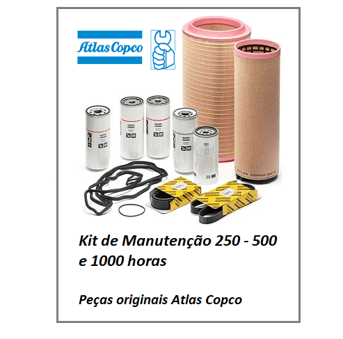 Kits de manutenção programada Atlas Copco de 250, 500 e 1000 horas